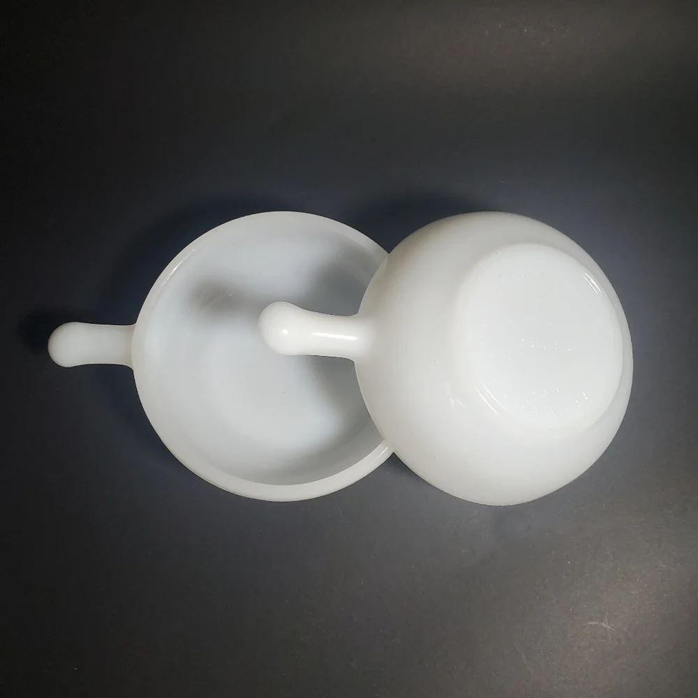 Lot Of 2 Vintage Glasbake White Milk Glass 11oz, 5